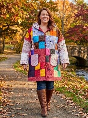 Upcycled Quilt Blanket Coat Sz 2X-3X Handmade Dont Throw It Out